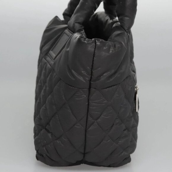 CHANEL Cococoon Hand Bag Nylon Black Silver CC - Picture 4 of 16